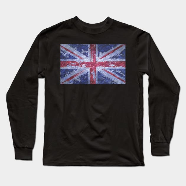 Rustic Union Jack Flag Long Sleeve T-Shirt by BethsdaleArt